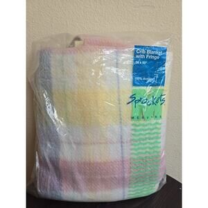 Sprockets Thermal CRIB BLANKET Acrylic Pastel Stripe 36x50 Vintage Mervyns